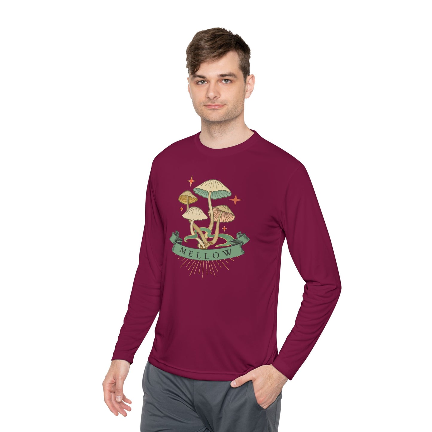 Mellow Mushrooms Long Sleeve Tee - Bohemian Style Shirt, Gift for Nature Lovers, Cozy Autumn Layer, Unisex Apparel, Festival Wear