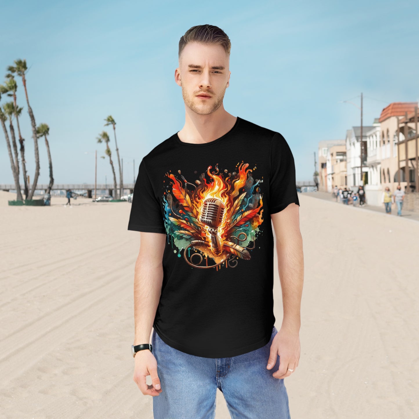 Passion Mic Tee - Men's Jersey Curved Hem Shirt for Musicians