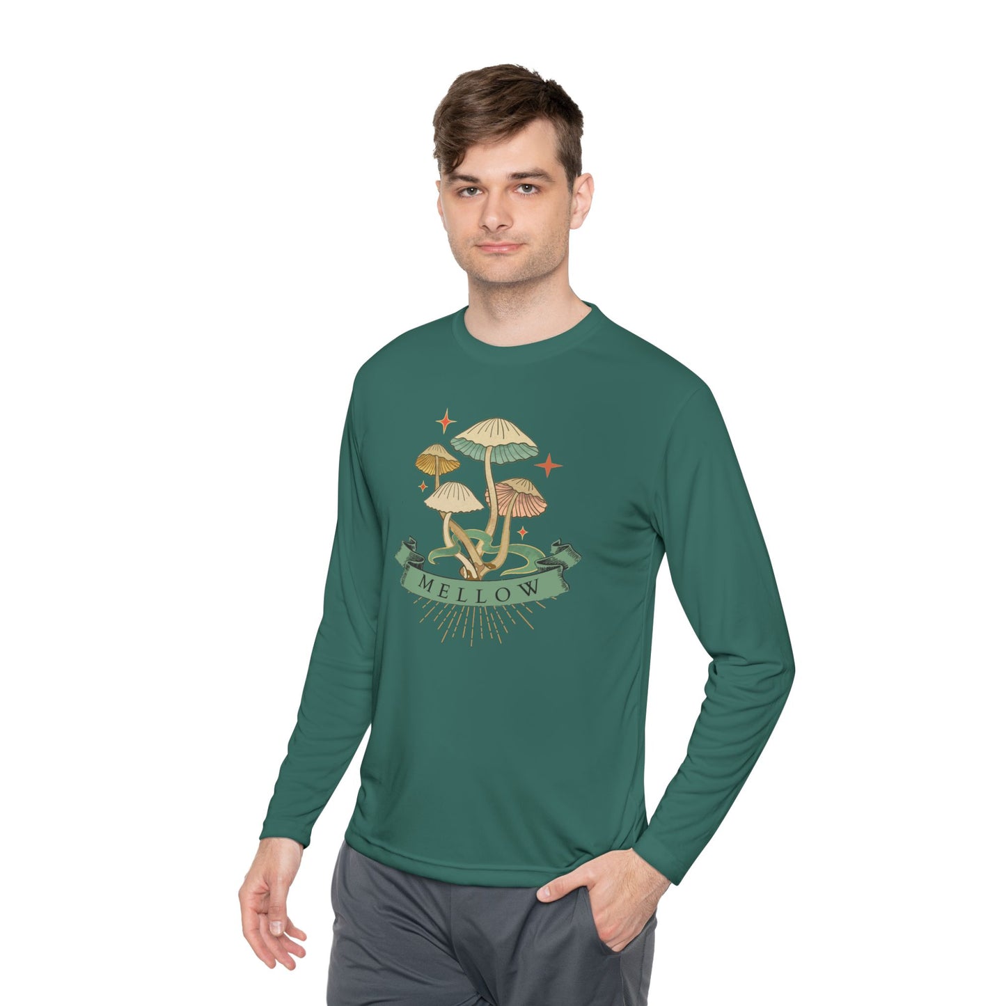 Mellow Mushrooms Long Sleeve Tee - Bohemian Style Shirt, Gift for Nature Lovers, Cozy Autumn Layer, Unisex Apparel, Festival Wear