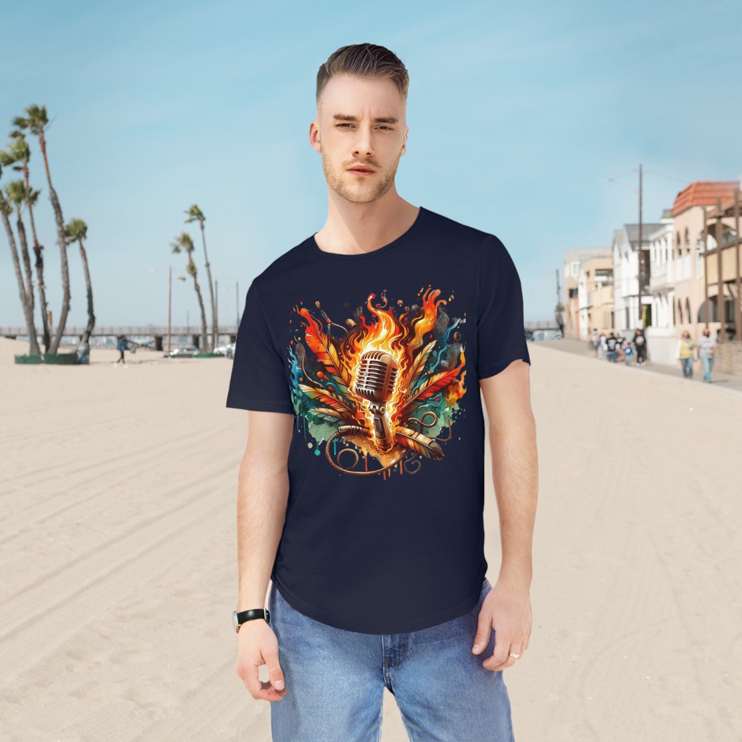 Passion Mic Tee - Men's Jersey Curved Hem Shirt for Musicians