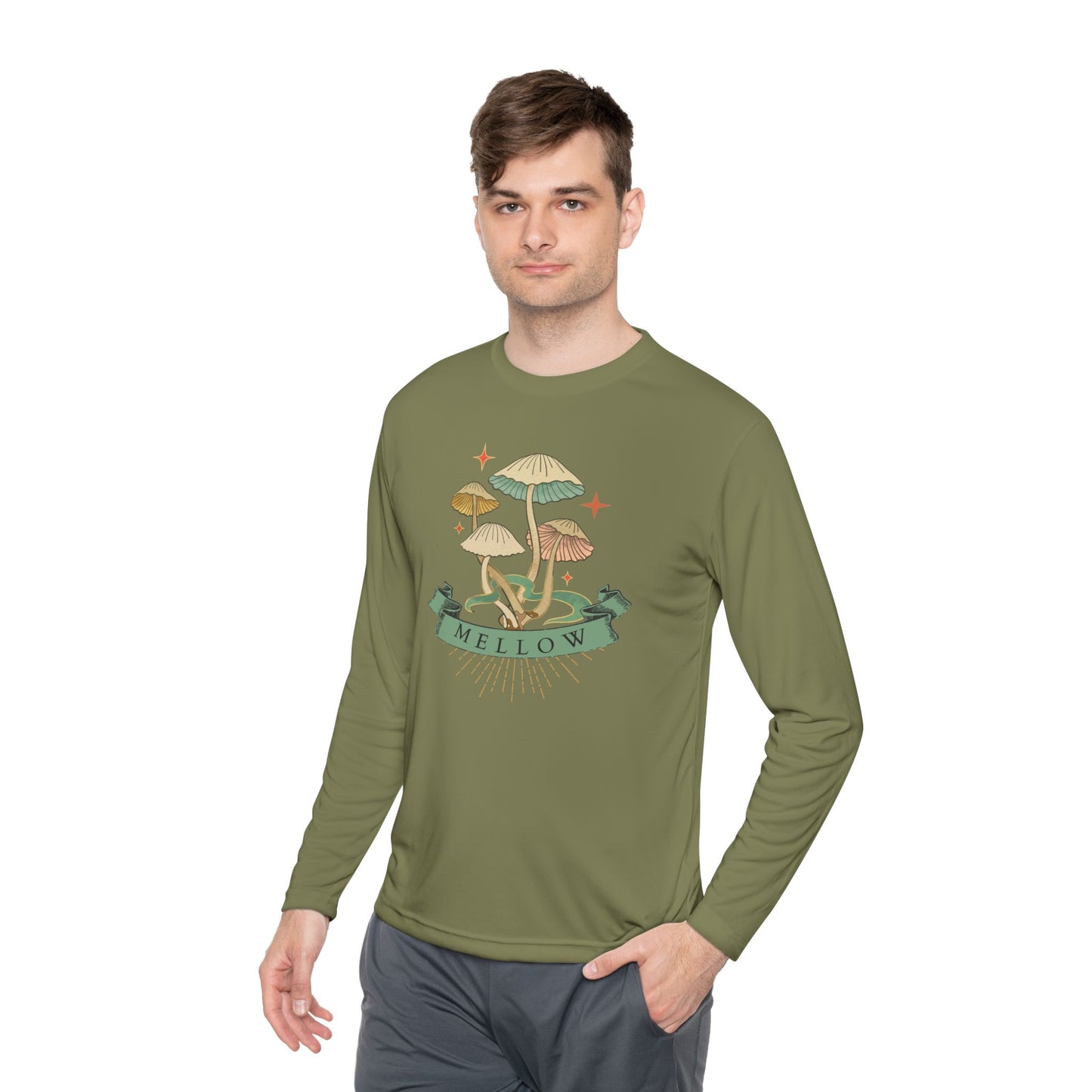 Mellow Mushrooms Long Sleeve Tee - Bohemian Style Shirt, Gift for Nature Lovers, Cozy Autumn Layer, Unisex Apparel, Festival Wear