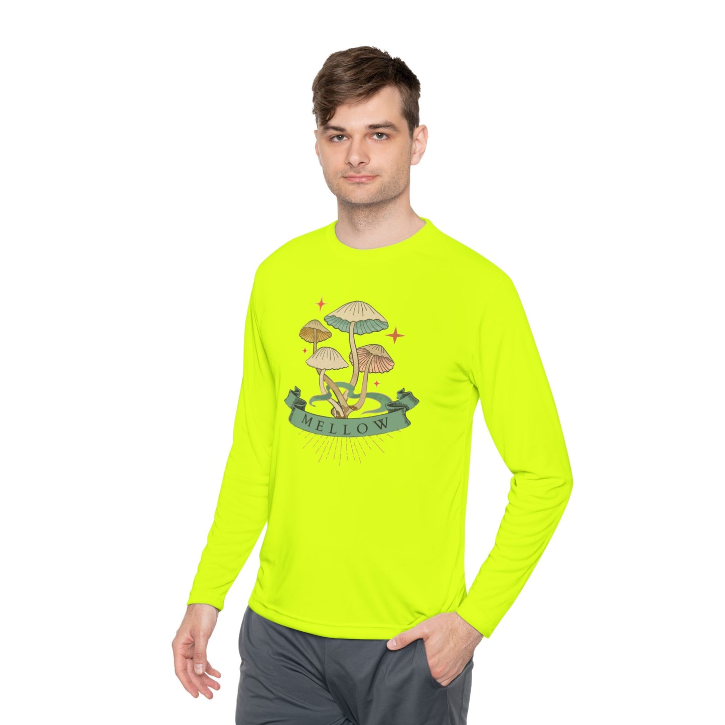 Mellow Mushrooms Long Sleeve Tee - Bohemian Style Shirt, Gift for Nature Lovers, Cozy Autumn Layer, Unisex Apparel, Festival Wear