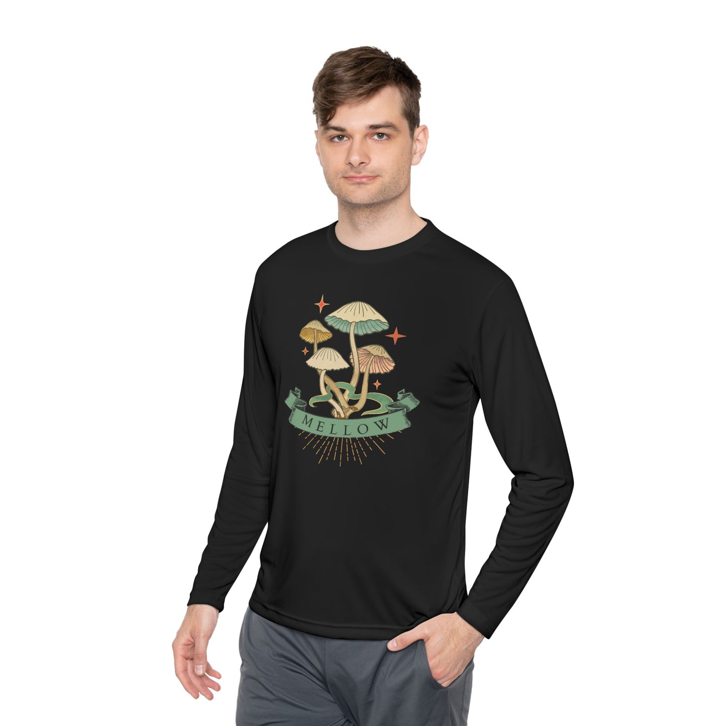 Mellow Mushrooms Long Sleeve Tee - Bohemian Style Shirt, Gift for Nature Lovers, Cozy Autumn Layer, Unisex Apparel, Festival Wear