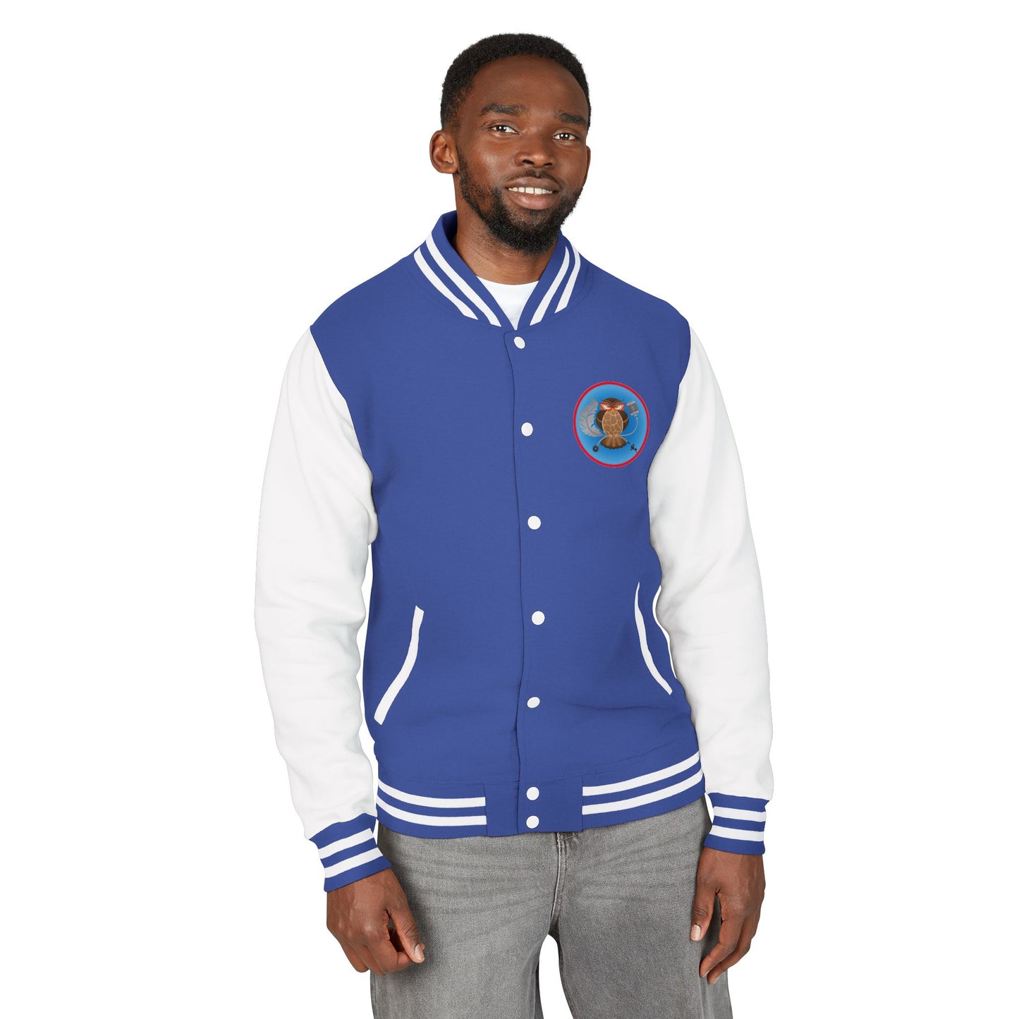 Griot 22 Unisex Heavyweight Letterman Jacket - Retro Style Varsity Jacket with Owl Design