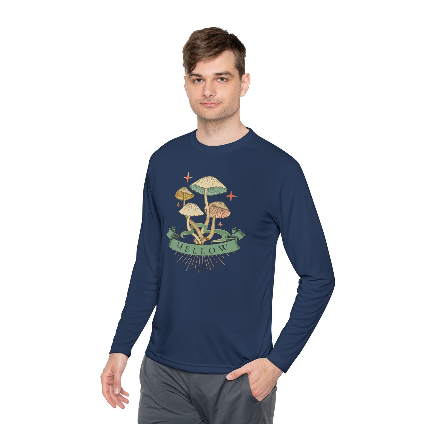 Mellow Mushrooms Long Sleeve Tee - Bohemian Style Shirt, Gift for Nature Lovers, Cozy Autumn Layer, Unisex Apparel, Festival Wear