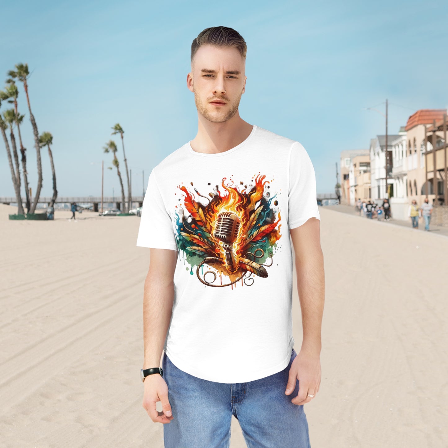 Passion Mic Tee - Men's Jersey Curved Hem Shirt for Musicians