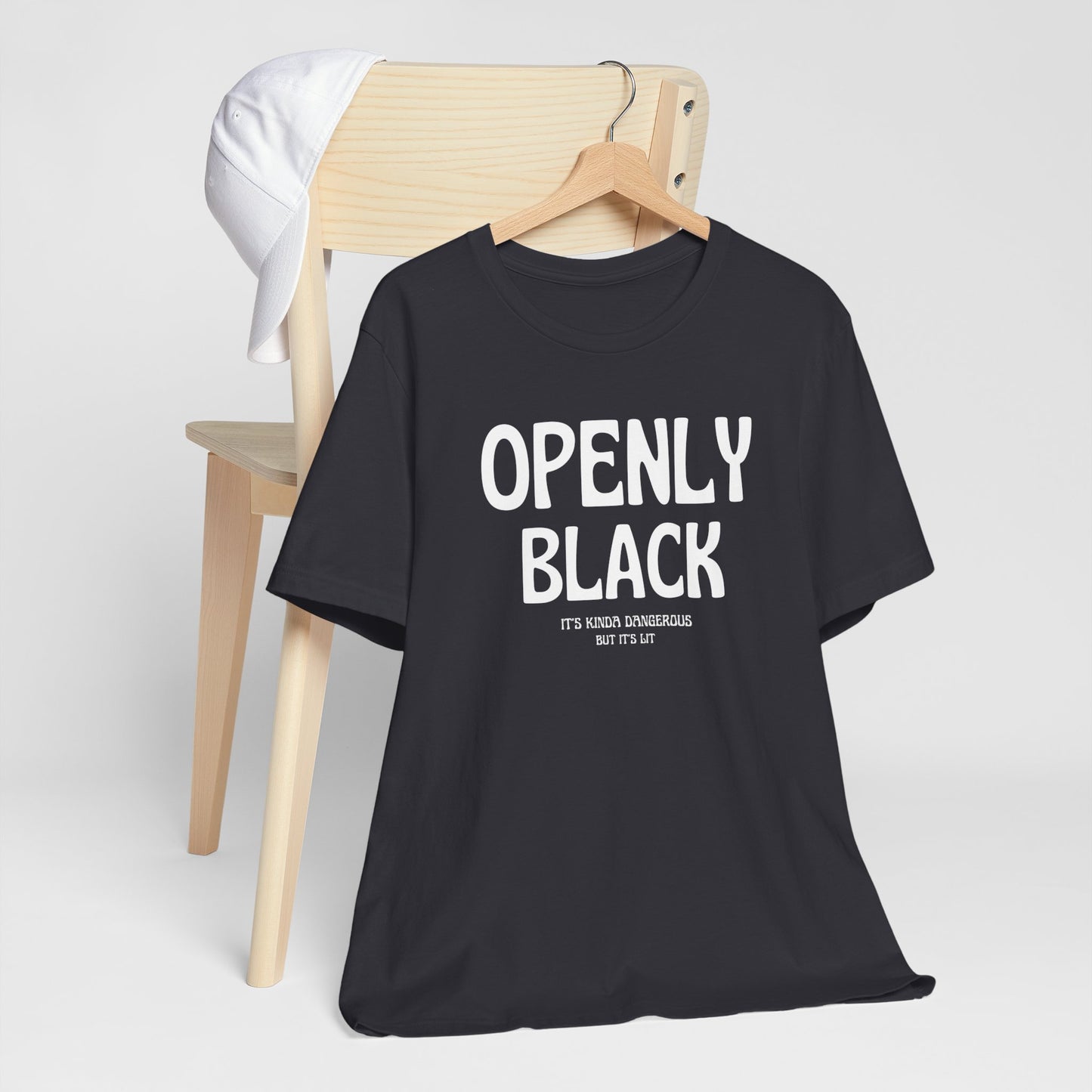 Unisex Jersey Short Openly Black Sleeve Tee