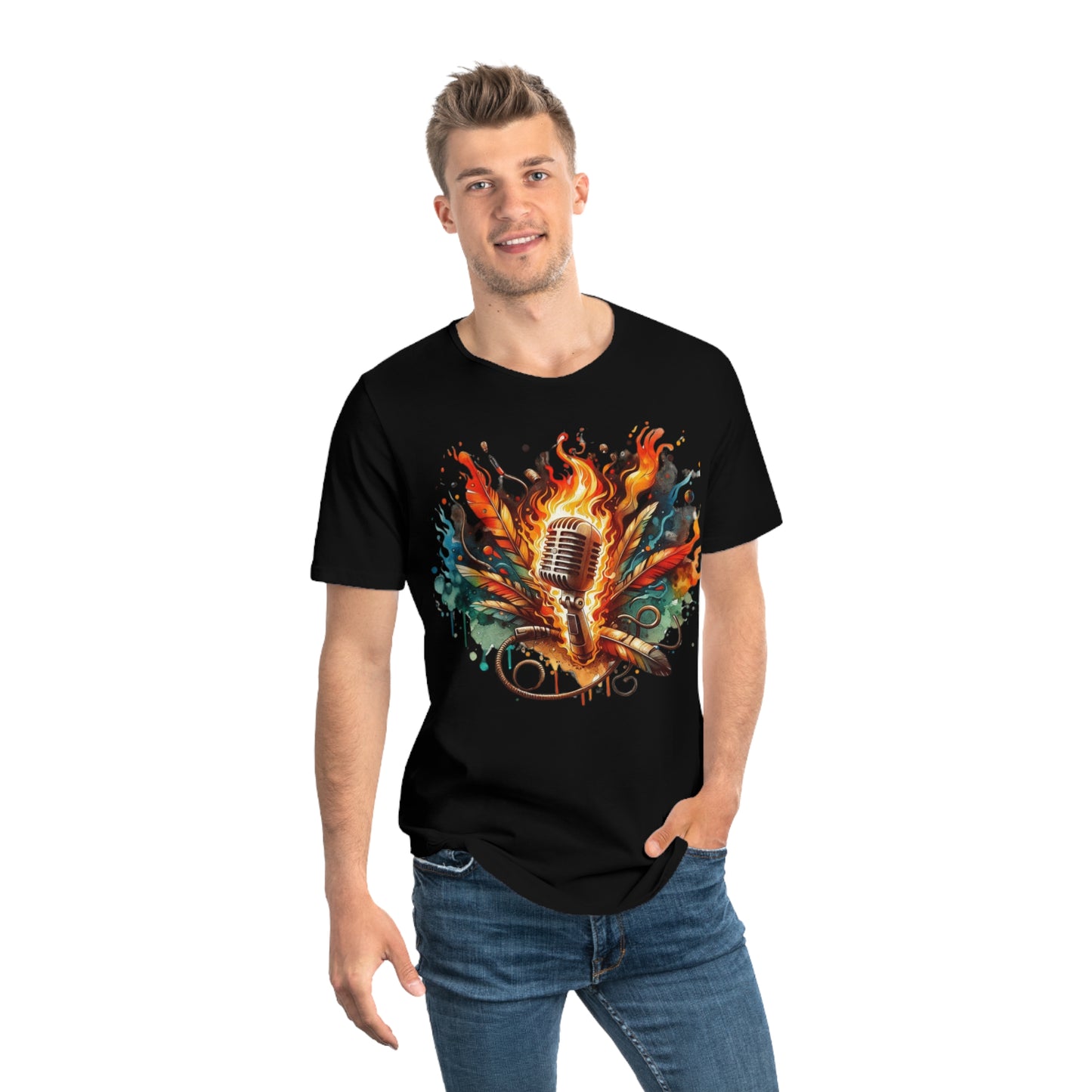Passion Mic Tee - Men's Jersey Curved Hem Shirt for Musicians