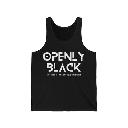 Unisex Jersey White Lettering OPENLY BLACK Tribal Tank