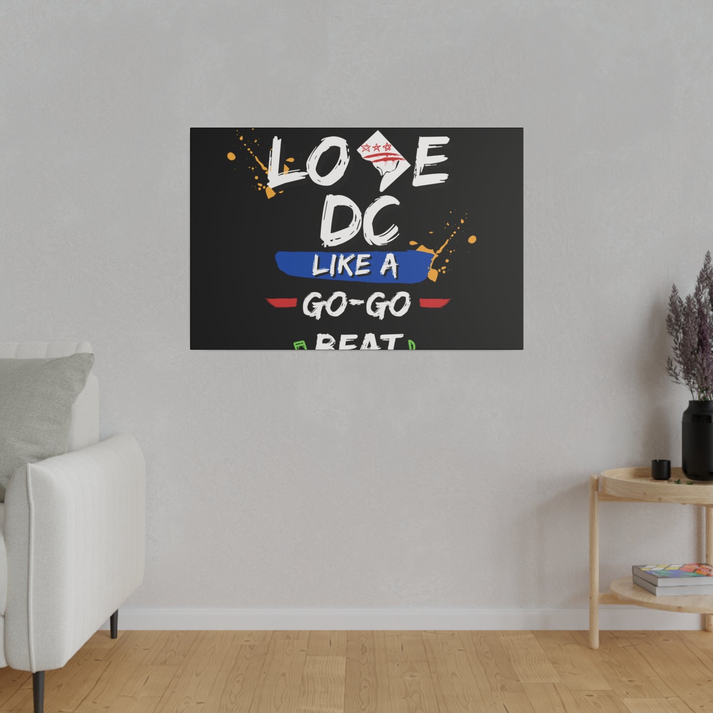 Love D.C. Black Matte Canvas, Stretched, 0.75"