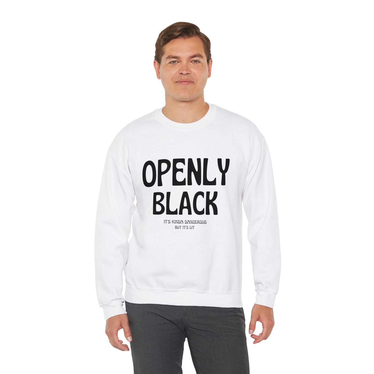 Unisex Heavy Blend™ Openly Black Crewneck Sweatshirt