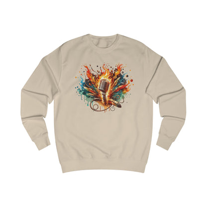 Microphone Watercolor Sweatshirt — Colorful Singing Music Crewneck