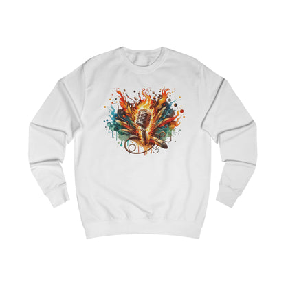 Microphone Watercolor Sweatshirt — Colorful Singing Music Crewneck