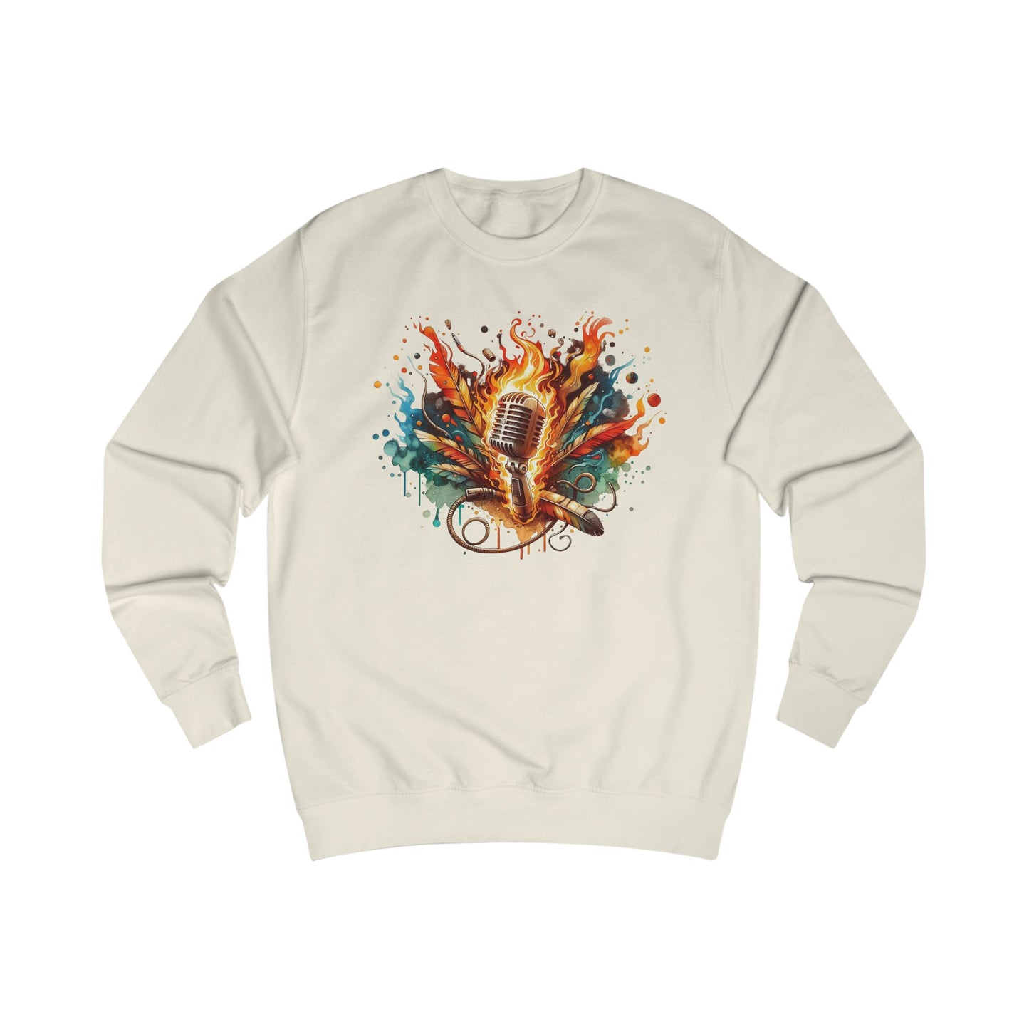 Microphone Watercolor Sweatshirt — Colorful Singing Music Crewneck