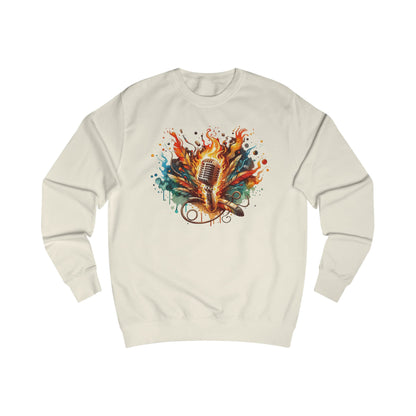 Microphone Watercolor Sweatshirt — Colorful Singing Music Crewneck