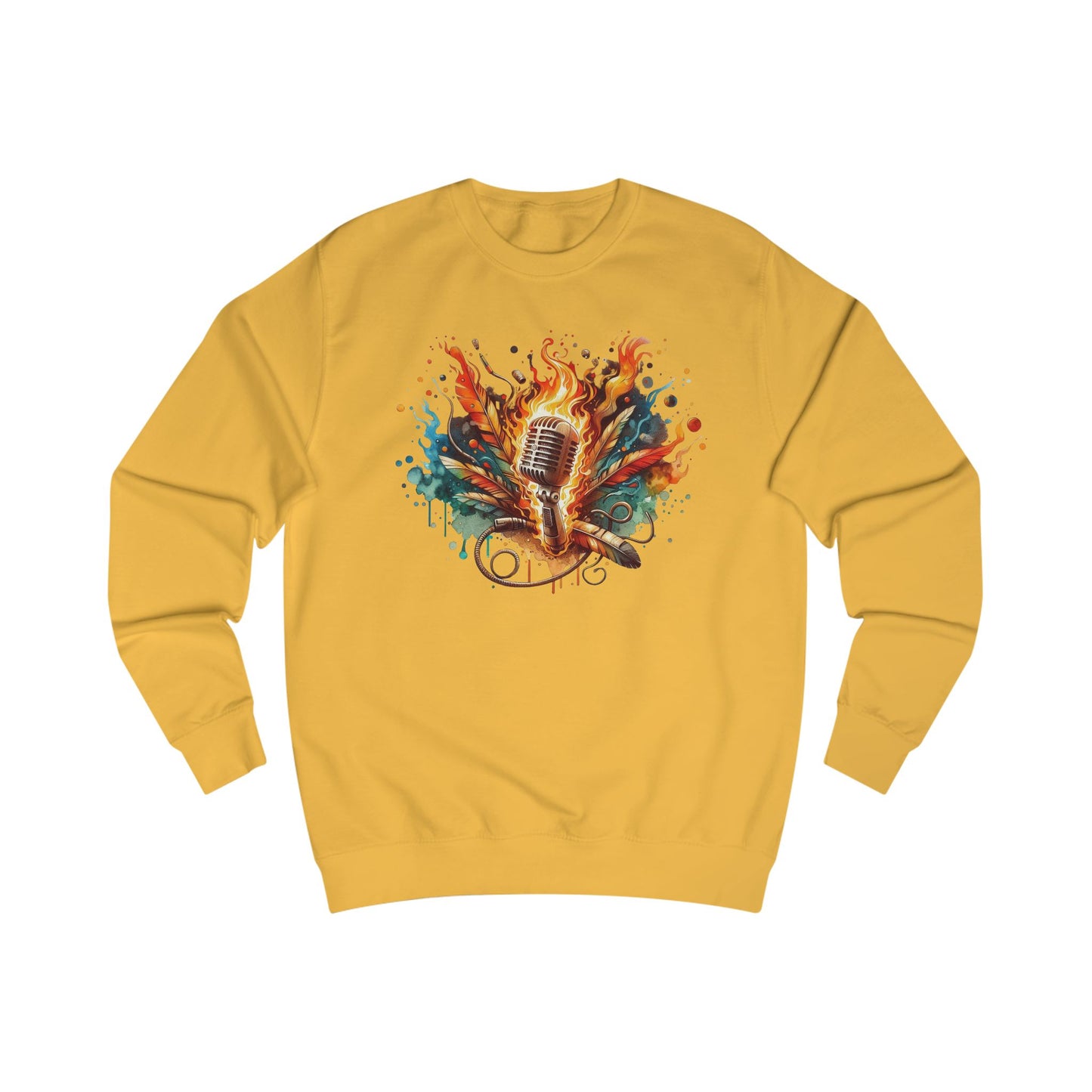 Microphone Watercolor Sweatshirt — Colorful Singing Music Crewneck
