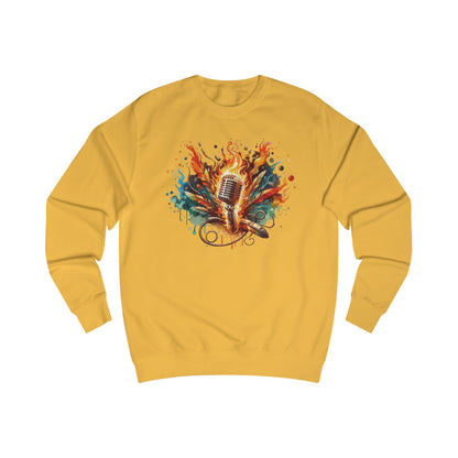 Microphone Watercolor Sweatshirt — Colorful Singing Music Crewneck