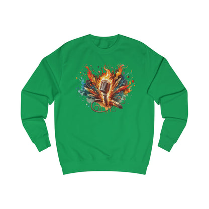 Microphone Watercolor Sweatshirt — Colorful Singing Music Crewneck