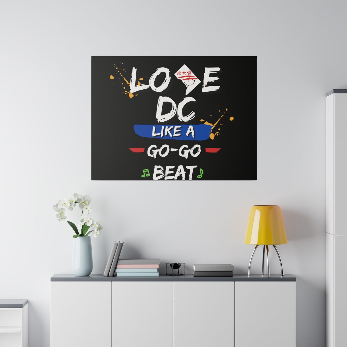 Love D.C. Black Matte Canvas, Stretched, 0.75"