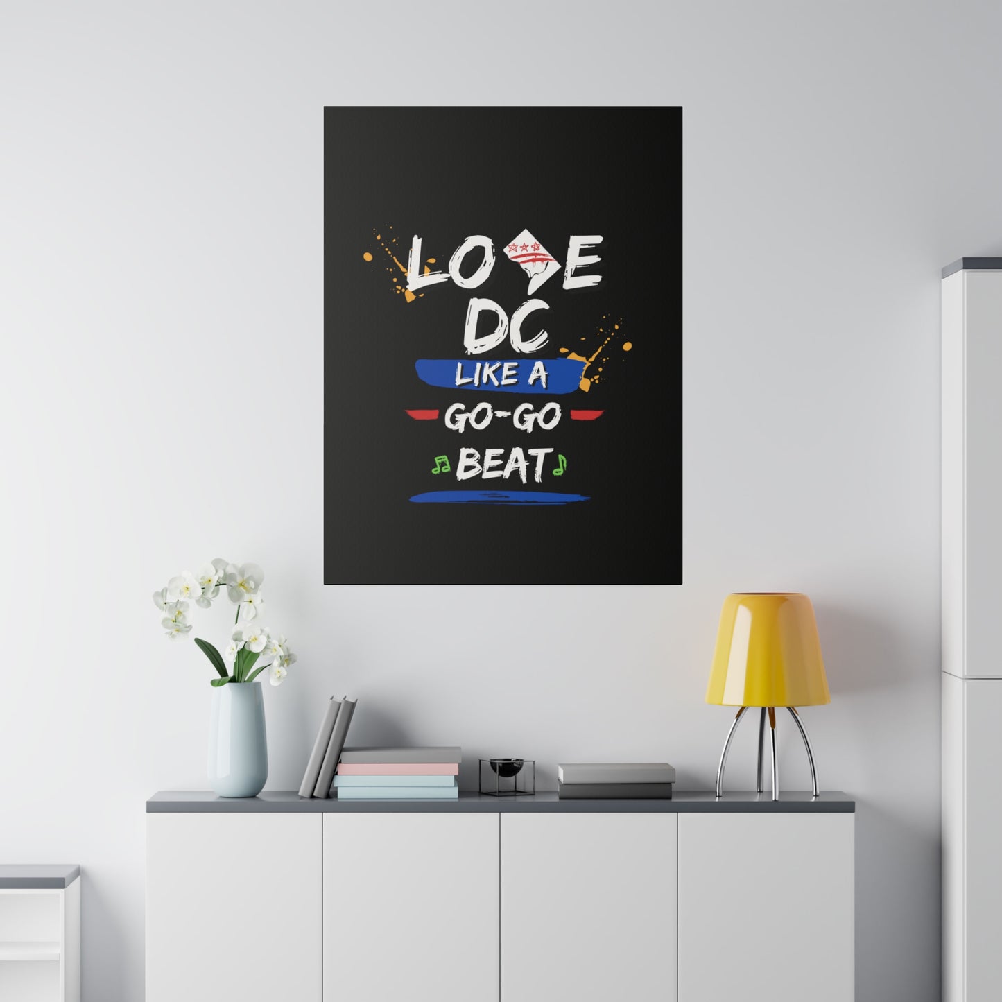 Love D.C. Black Matte Canvas, Stretched, 0.75"