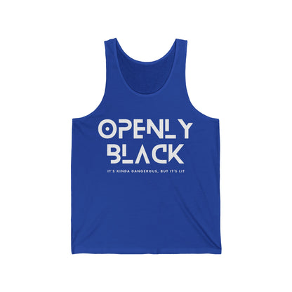 Unisex Jersey White Lettering OPENLY BLACK Tribal Tank