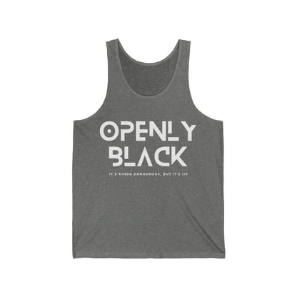 Unisex Jersey White Lettering OPENLY BLACK Tribal Tank