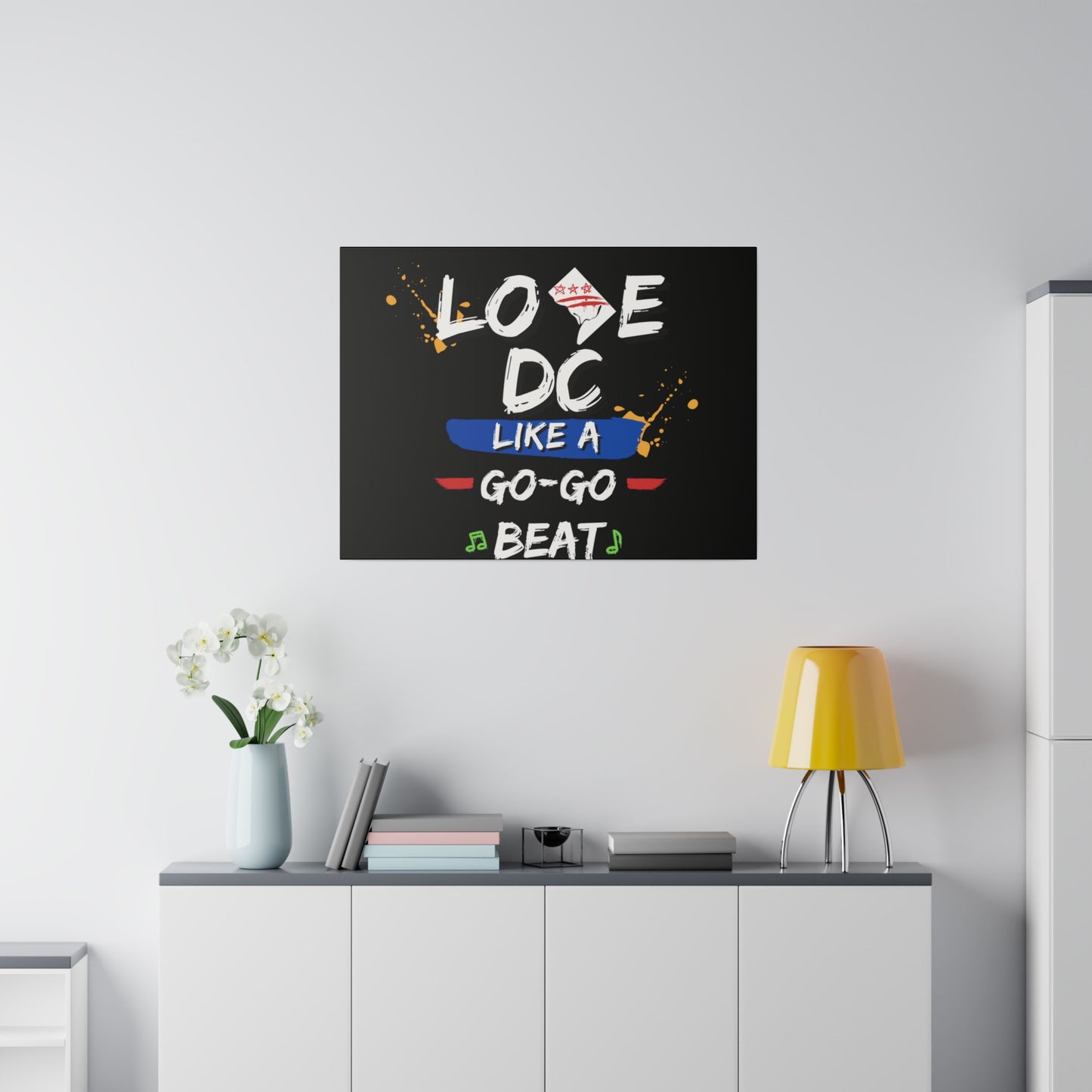 Love D.C. Black Matte Canvas, Stretched, 0.75"