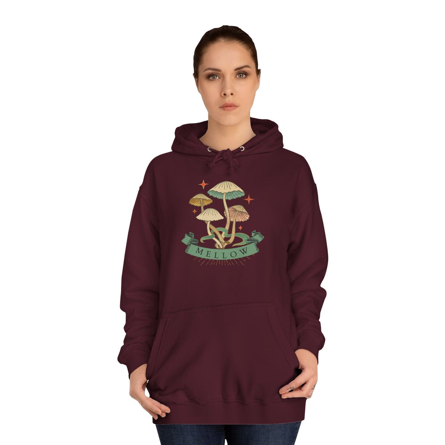 Cozy Mushroom College Hoodie, Unisex Sweatshirt for Students, Gift for Graduates, Cool Campus Attire, Casual Wear, Fall Fashion
