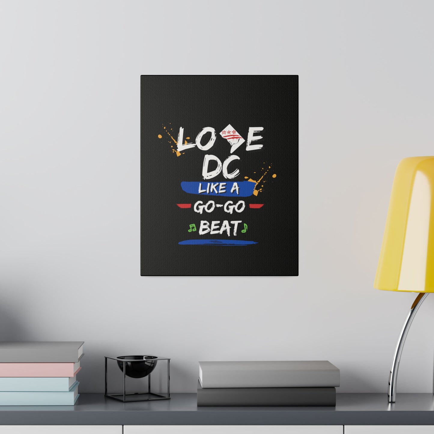 Love D.C. Black Matte Canvas, Stretched, 0.75"