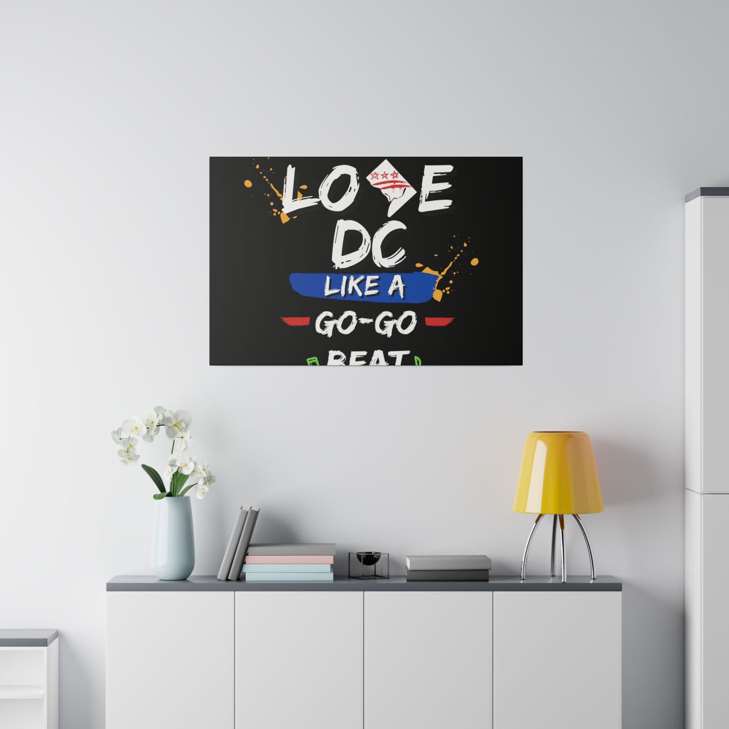 Love D.C. Black Matte Canvas, Stretched, 0.75"