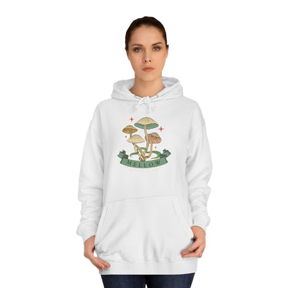Cozy Mushroom College Hoodie, Unisex Sweatshirt for Students, Gift for Graduates, Cool Campus Attire, Casual Wear, Fall Fashion