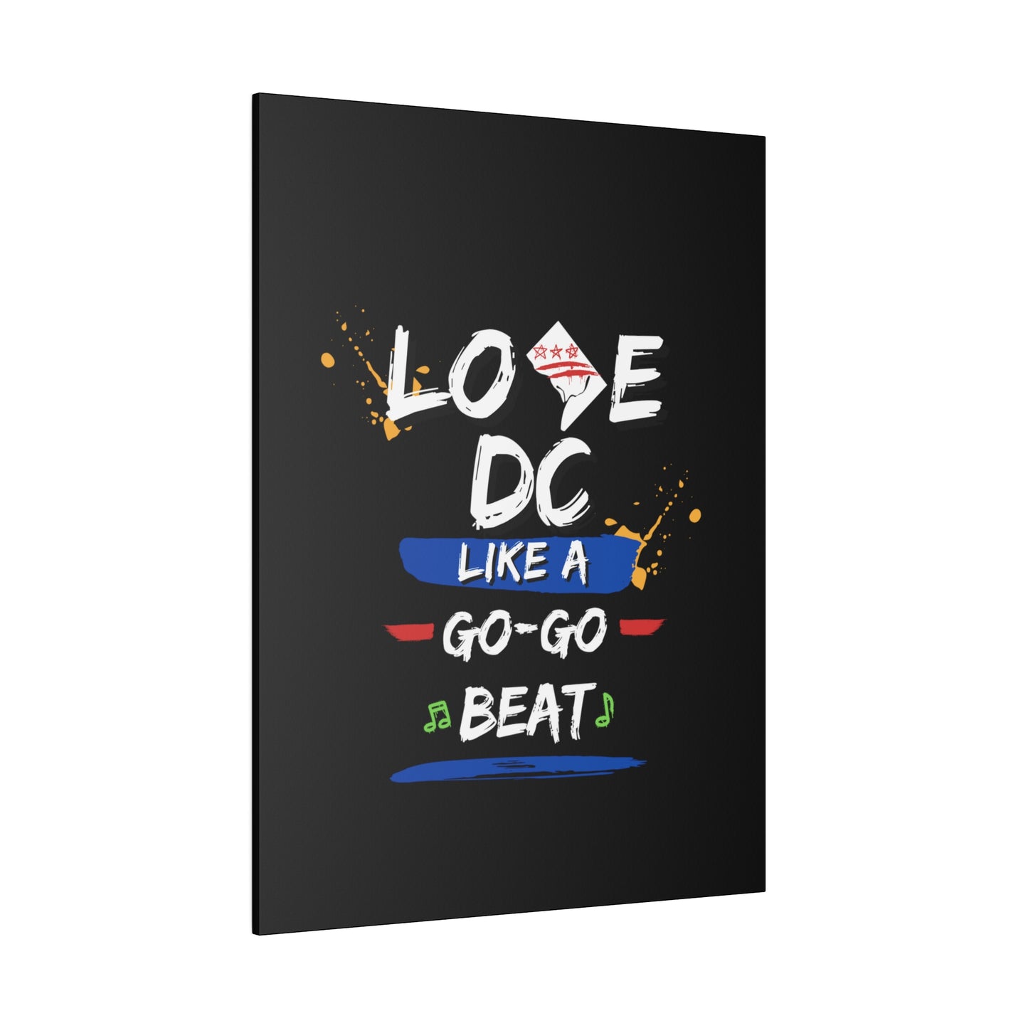 Love D.C. Black Matte Canvas, Stretched, 0.75"