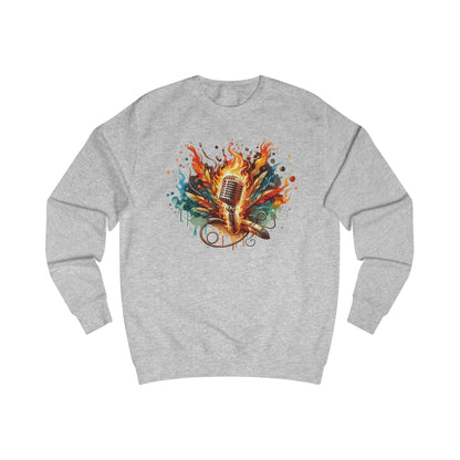 Microphone Watercolor Sweatshirt — Colorful Singing Music Crewneck