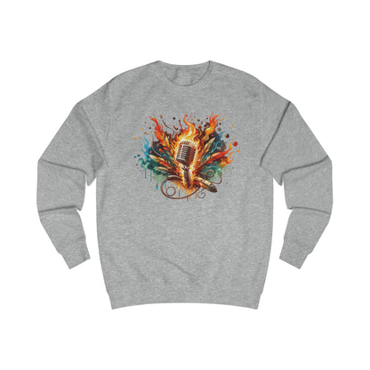 Microphone Watercolor Sweatshirt — Colorful Singing Music Crewneck
