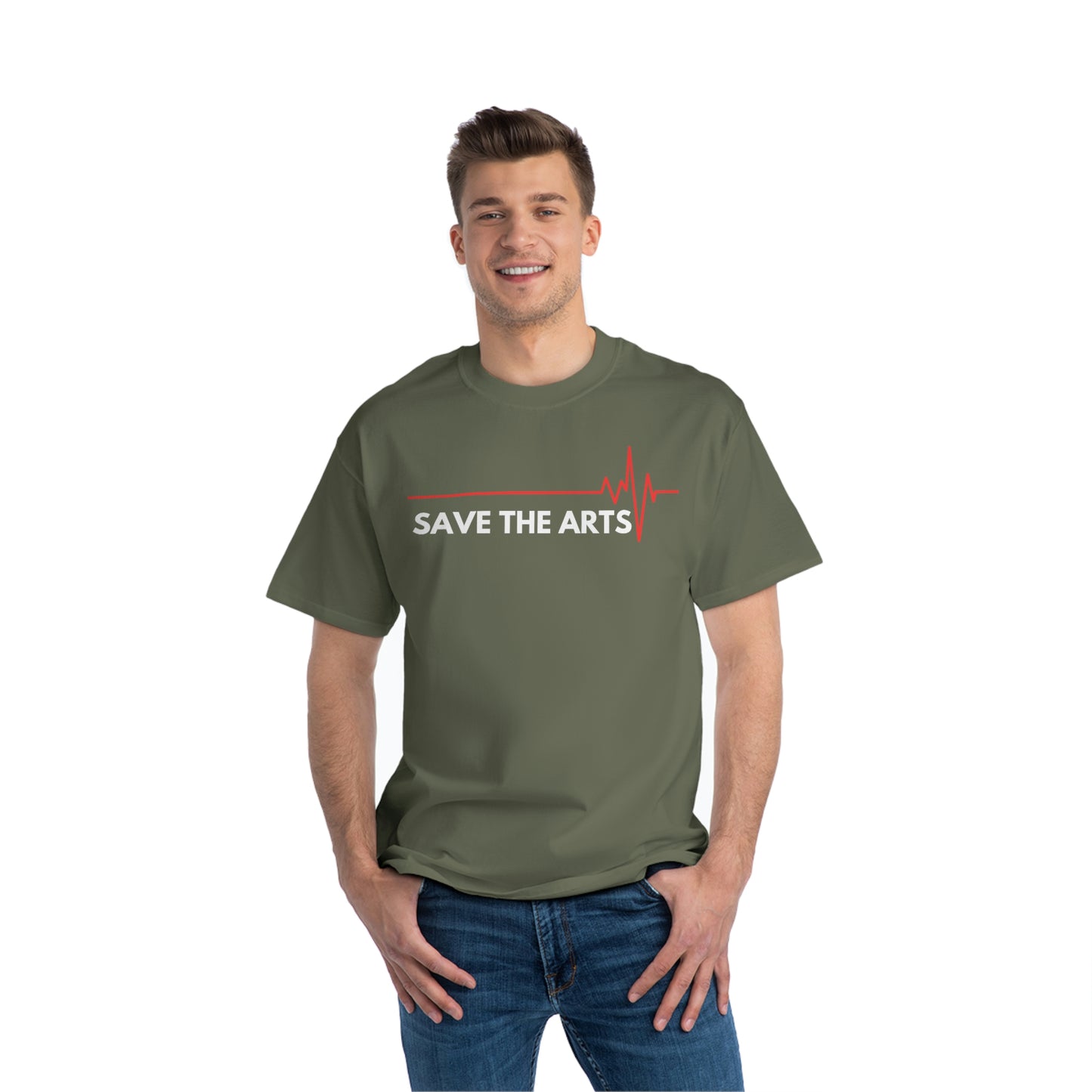 Beefy-T®  Short-Sleeve Save The Arts White Text T-Shirt