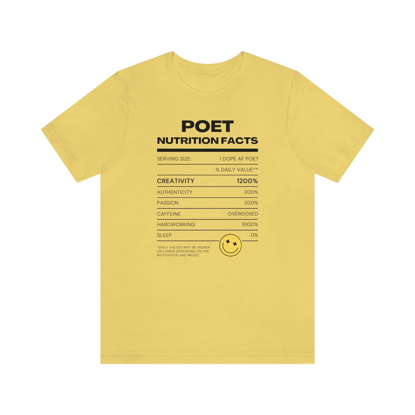 Unisex Jersey Short Sleeve Nutritional Poet Tee