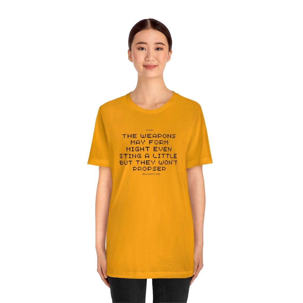 Unisex Jersey Short Sleeve Weapons Haiku Tee