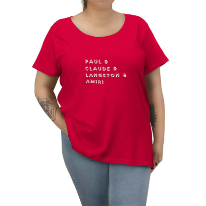 Women's Curvy Male Ancestors Poet White Text Tee