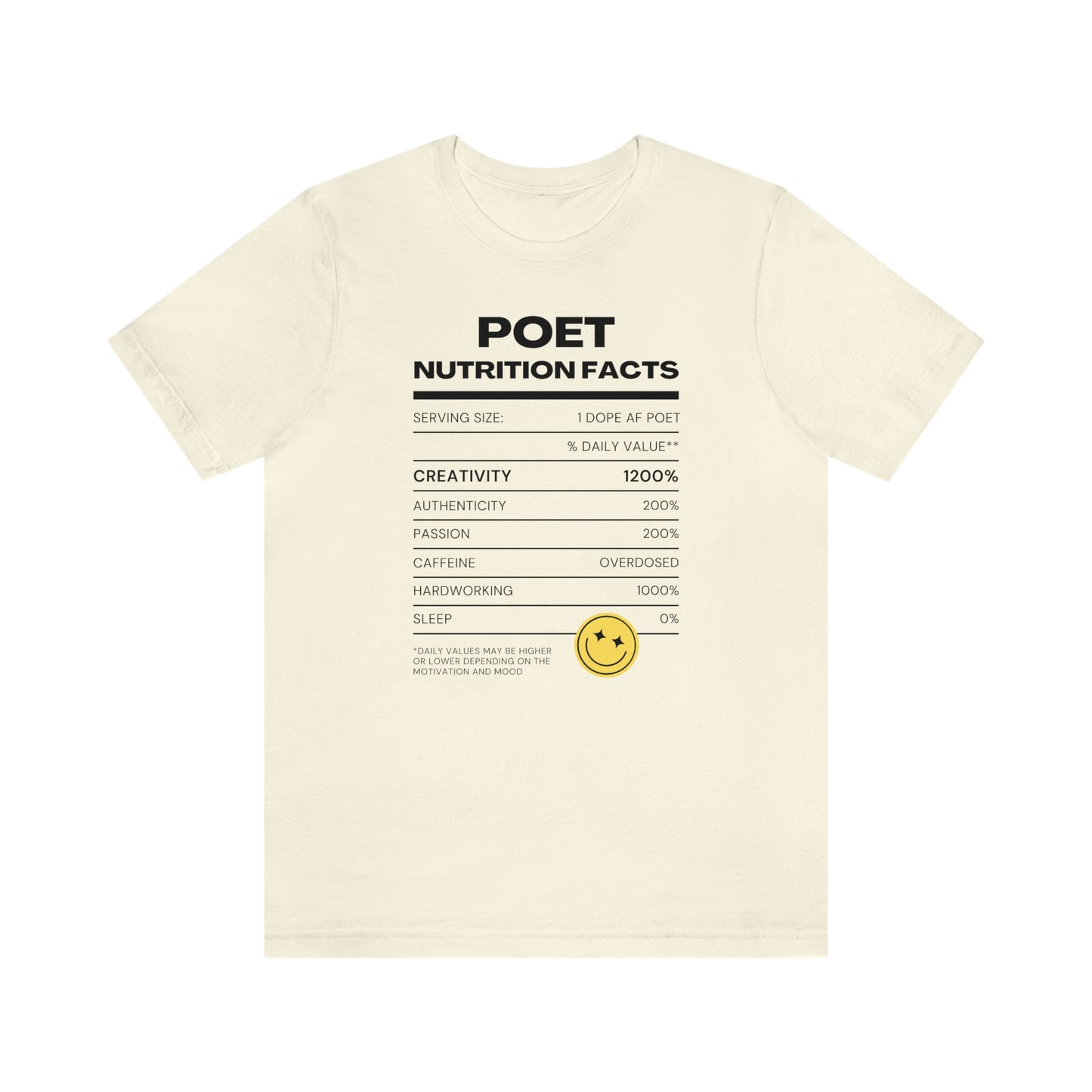 Unisex Jersey Short Sleeve Nutritional Poet Tee