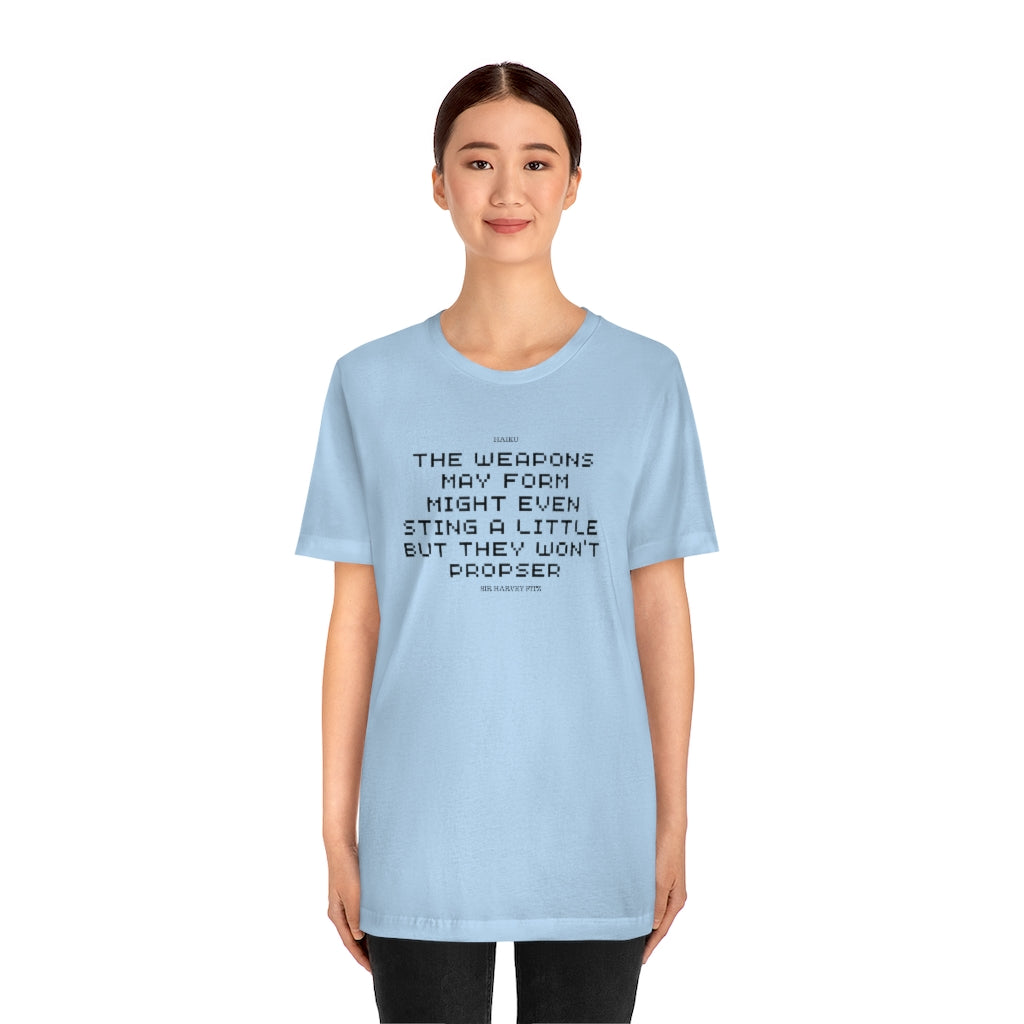 Unisex Jersey Short Sleeve Weapons Haiku Tee