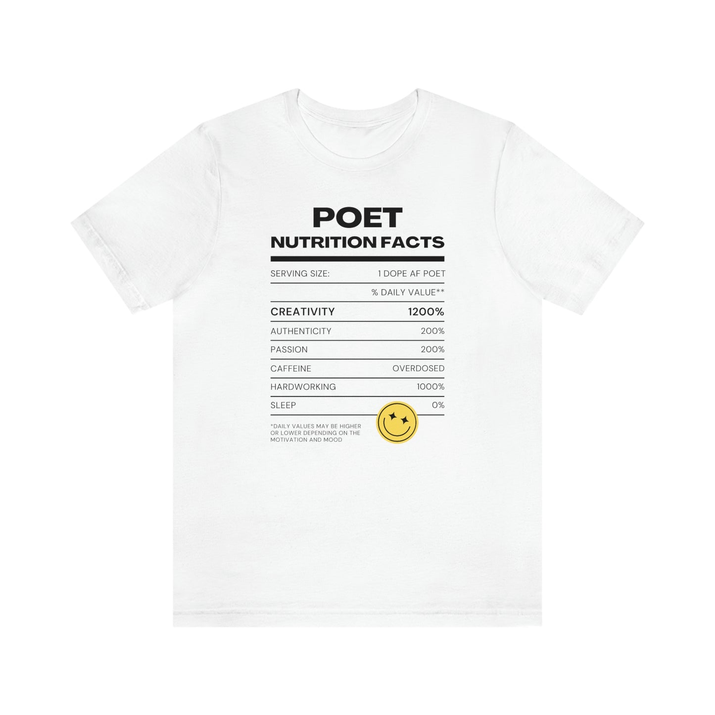 Unisex Jersey Short Sleeve Nutritional Poet Tee